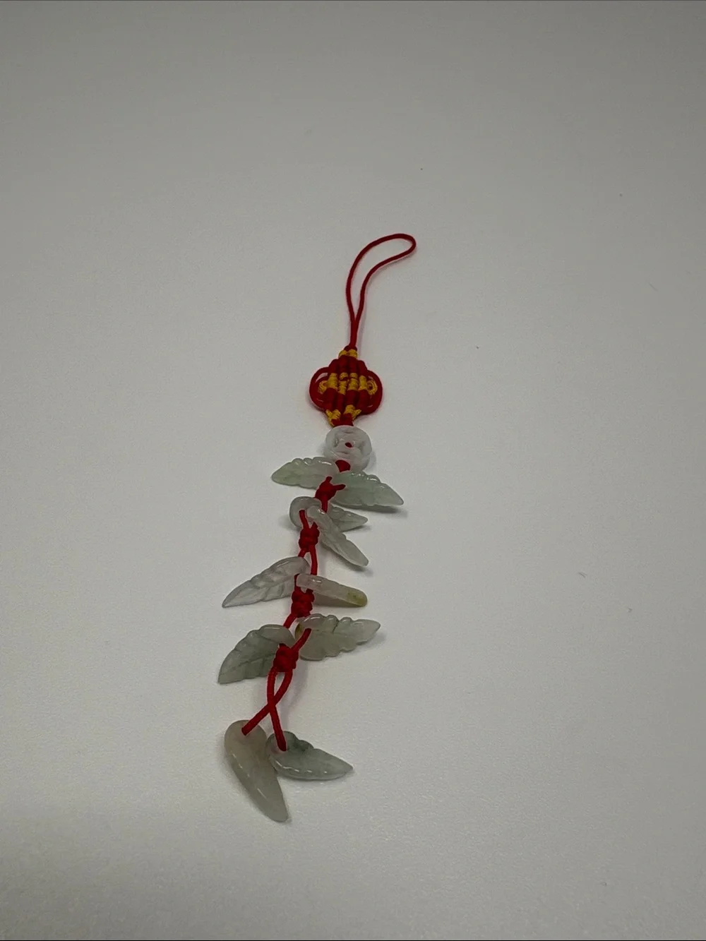 Red and Green Jade Leaf Hanging Ornament - Home Holiday Decor
